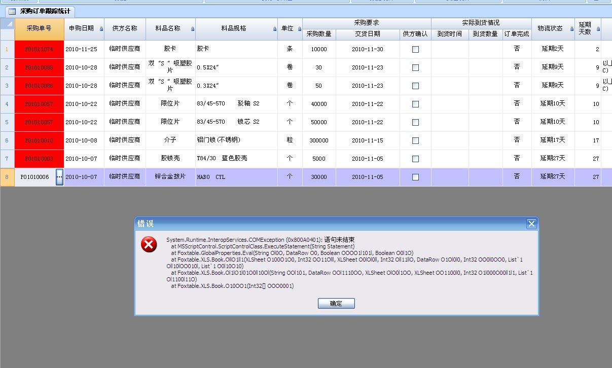 项目报表报错了